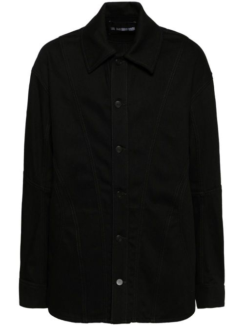 Corset details denim jacket - Black