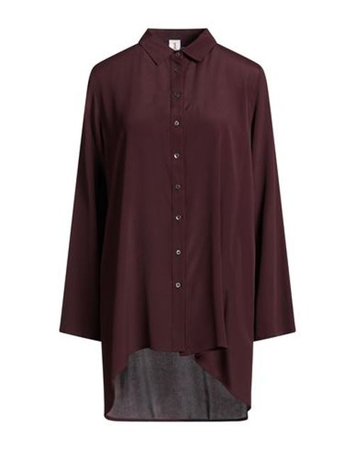 Woman Shirt Burgundy Size 2 Acetate, Silk