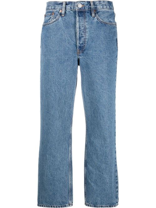High-waisted straight-leg jeans - Blue