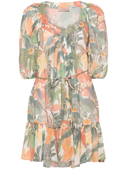 Papaya Jungle-print mini dress - Green