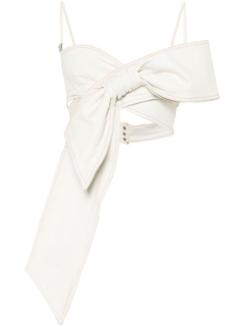 Bow-detail denim top - Neutrals