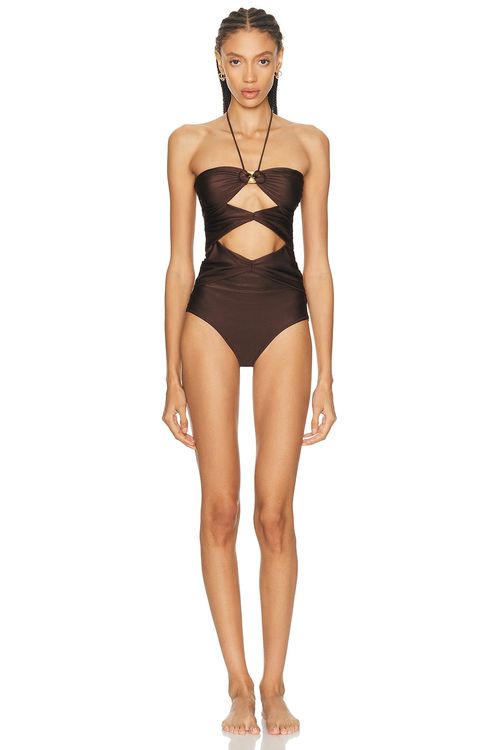 Shani Shemer Geneva One Piece Swimsuit in Espresso - Chocolate. L also in M