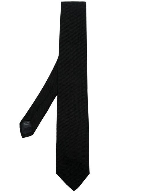 Textured silk tie - Black