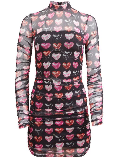 knee length dresses for ladies Women's Hey Heartbreaker One Shoulder Faux Leather Mini Dress in Black main image 1