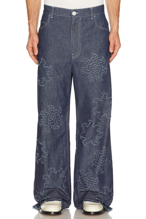 Marni Embroidered Trousers in Orion Blue - Blue. 30 also
