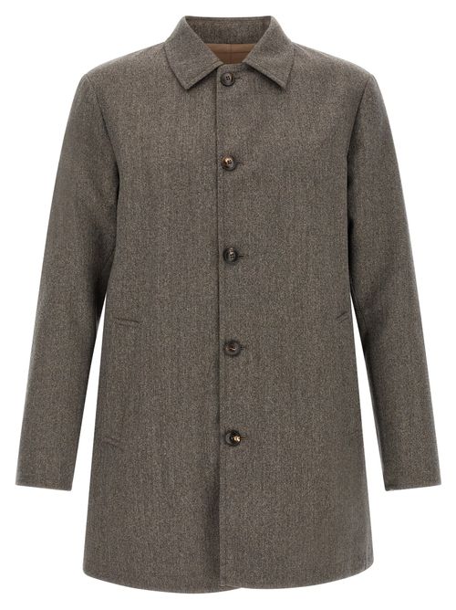 Reversible Wool & Technical Coat — brown