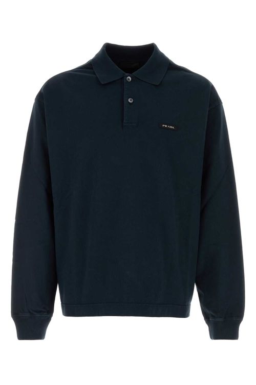 Cotton Logo Polo Shirt — Navy