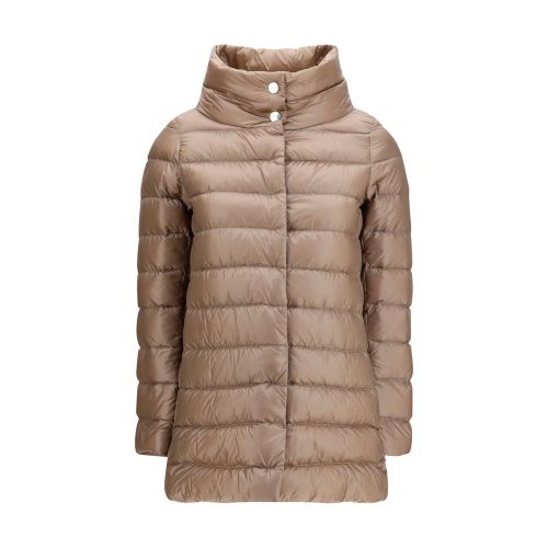 Quilted Down Down Jacket — Beige