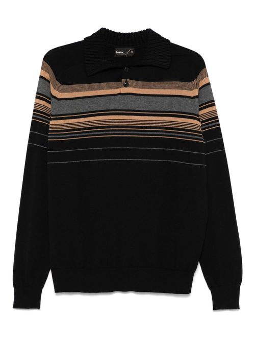Kolor striped polo shirt - Black