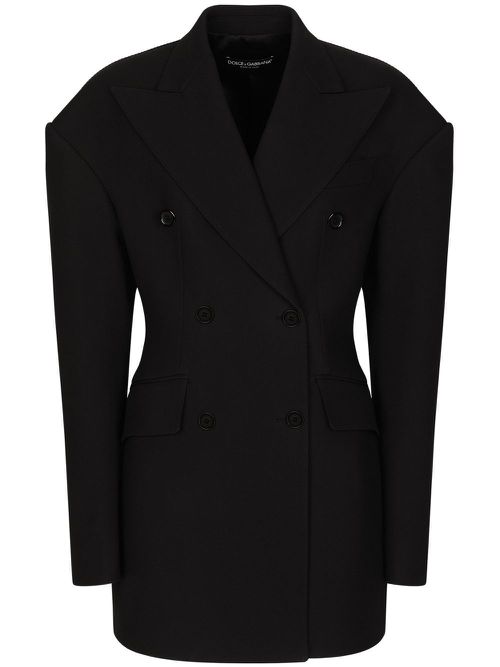 Drop-shoulder double-breasted coat - Black