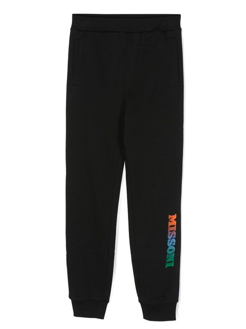 Logo-embossed cotton track pants - Black