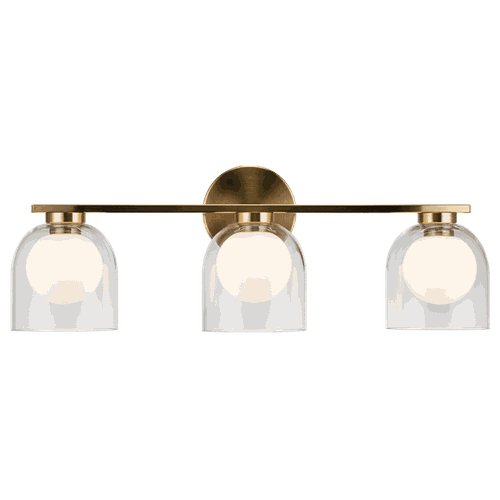 Aged Gold Brass Three Light Wall Sconce from the Derbishone Collection