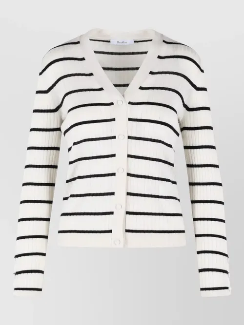 Max Mara - pedale cashmere silk striped v neck cardigan