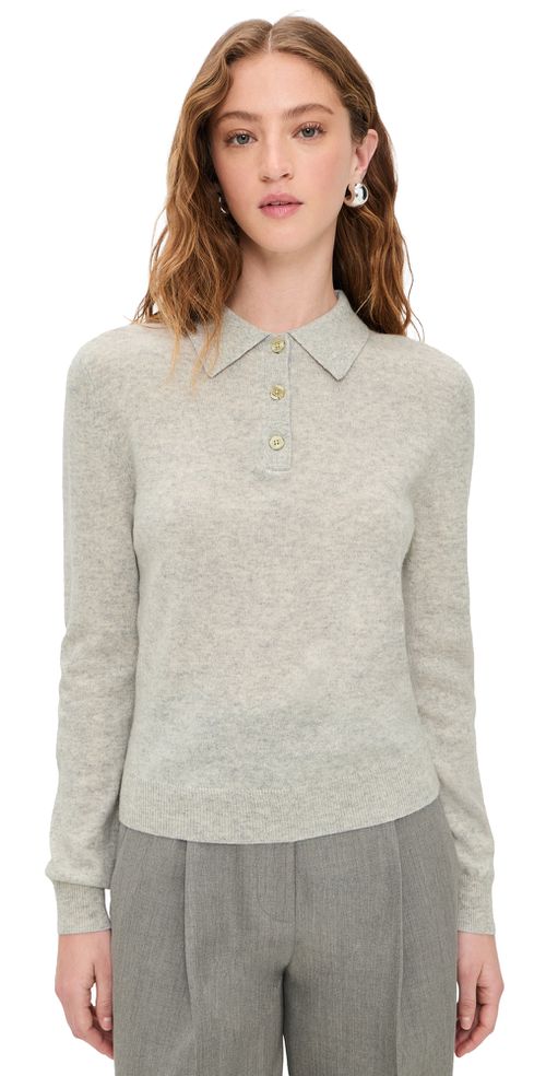 Cashmere Long Sleeve Polo Lime