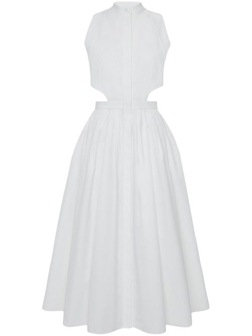 Sleeveless cut-out flared dress - White