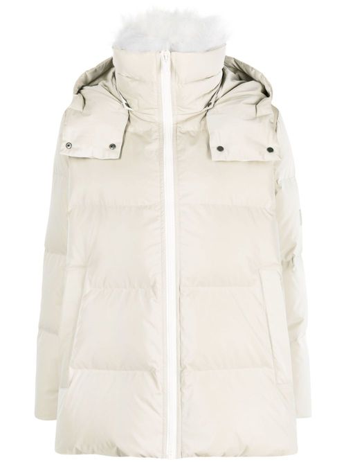 Hooded quilted down jacket - Neutrals