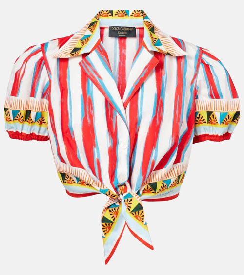 Cropped striped cotton shirt