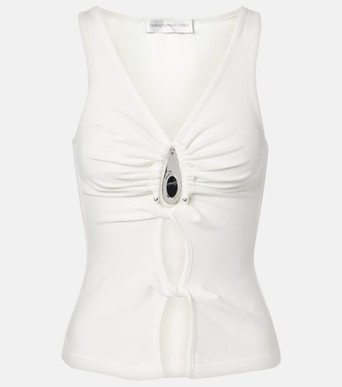 Cutout ribbed-knit top
