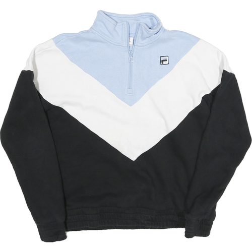 FILA Mens Blue & Black Half Zip Sweatshirt M Athletic Casual Retro Logo