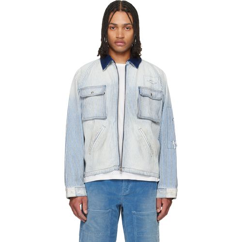 Blue & White Alfred Cargo Pocket Denim Jacket