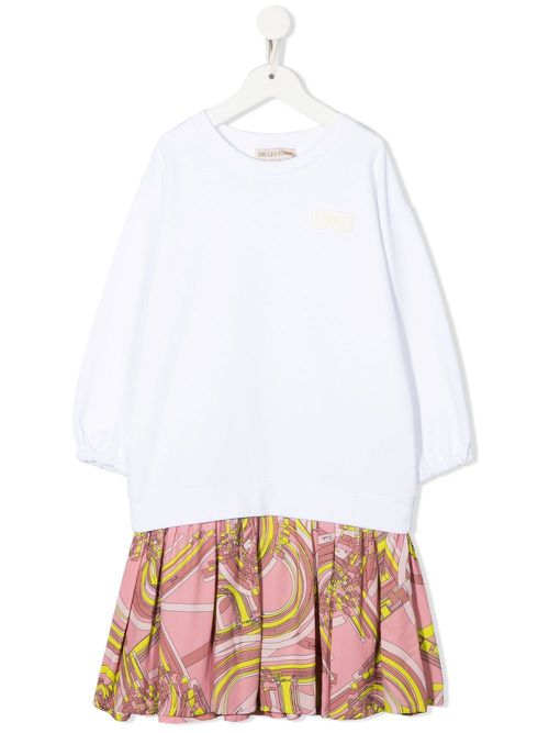 Logo-patch layered dress - White