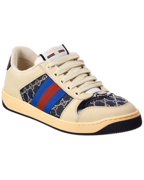 Screener Gg Crystal Denim & Leather Sneaker