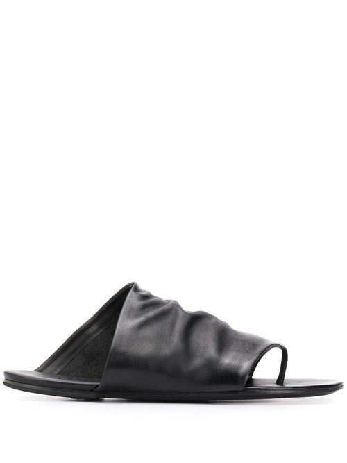 Thong strap flat slides - Black