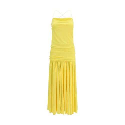 Pleated Viscose Dress — Yellow