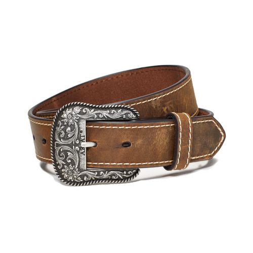 Women's Accent Stitch Belt in Brown Leather
