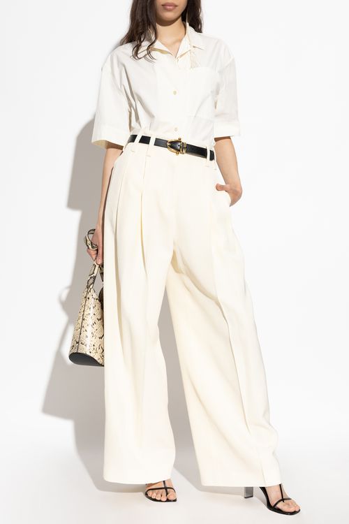 JIL SANDER Pleated Crease Trousers, Women's, Cream