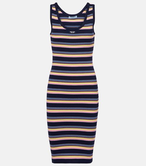 Prada Striped cotton midi dress