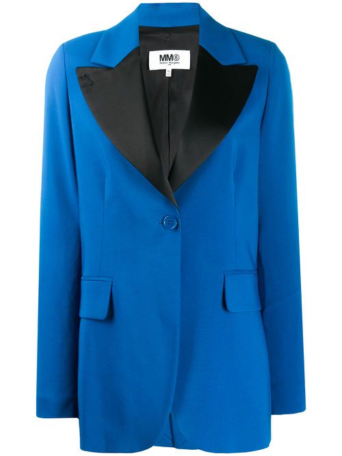 Contrast lapel blazer - Blue