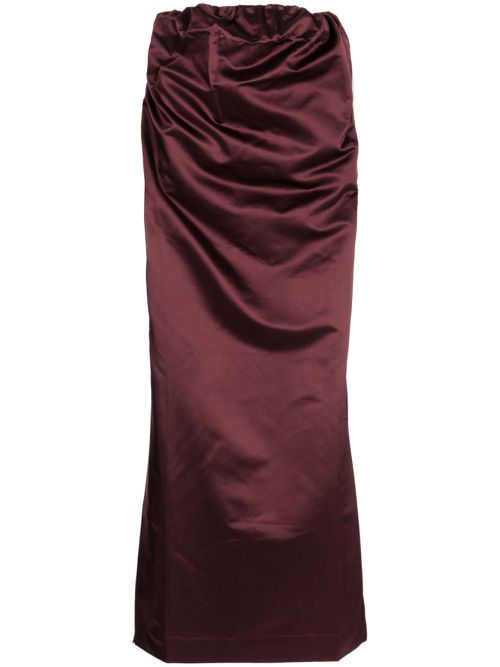 Satin-finish silk skirt - Red