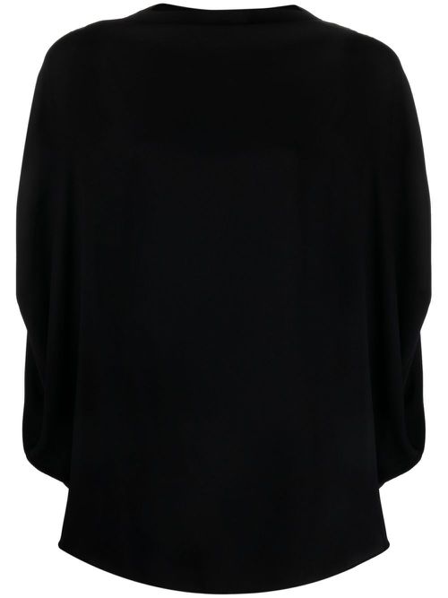 Mock-neck flared blouse - Black