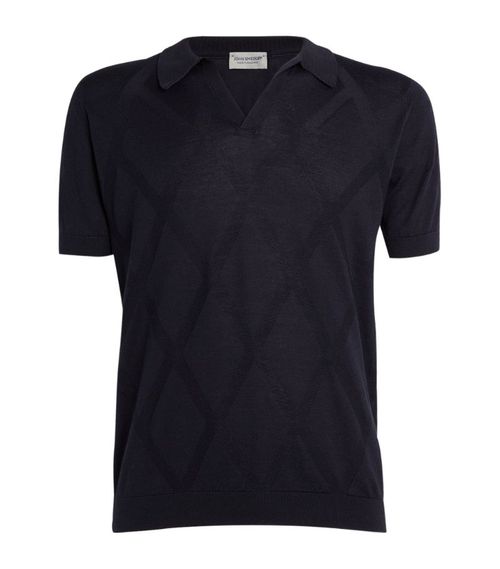 Diamond-Pattern Polo Shirt