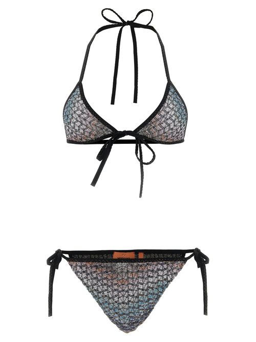 Sequin-Embellished Viscose Bikini — Multicolor