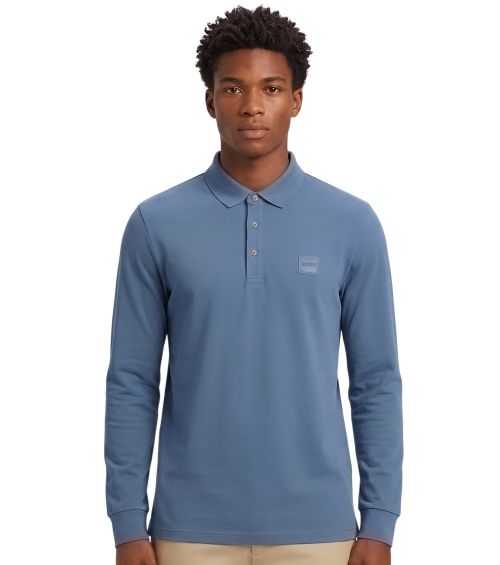 Light Blue Solid Shirt Collar Polo