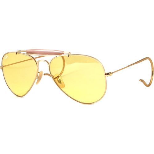 Ray - Ban Unisex Ray - Ban RB3030 OUTDOORSMAN AMBERMATIC Yellow Sunglasses Metal Gold Yellow Pilot Photochromatic