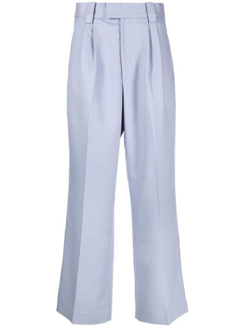Pleat-detail wide-leg trousers - Grey