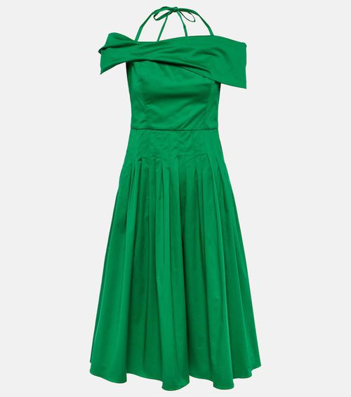 Off-shoulder silk midi dress