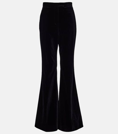 Cotton velvet wide-leg pants