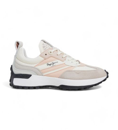 Pepe Jeans for woman. PLS60020 Lucky Top beige leather trainers (39), 3 to 5 cm, Laces, Casual