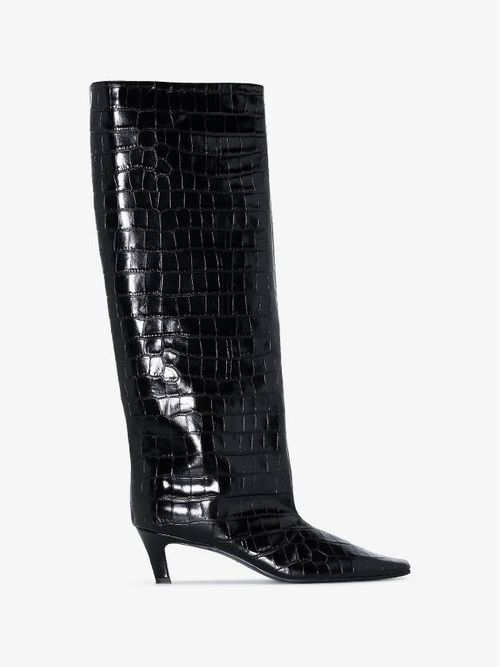 The Wide Shaft croc-effect boots
