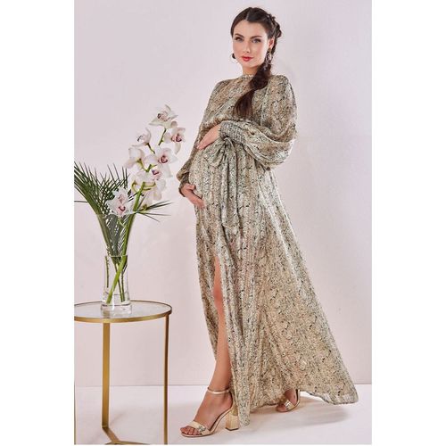 Goddiva Maternity Chiffon Printed Maxi Snake Print