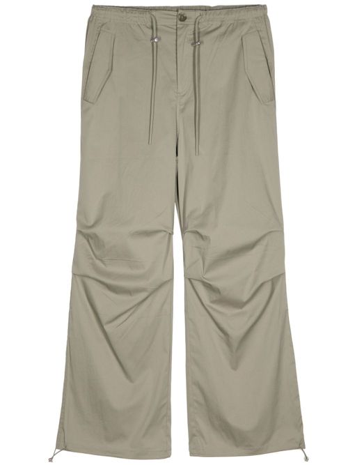 Drawstring-fastening cotton-blend trousers - Green