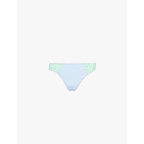 Womens Pale Blue Joey Lace-trim Recycled-nylon Briefs 6