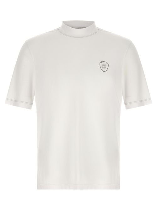 Logo-Embroidered Techno Piquet T-Shirt — White
