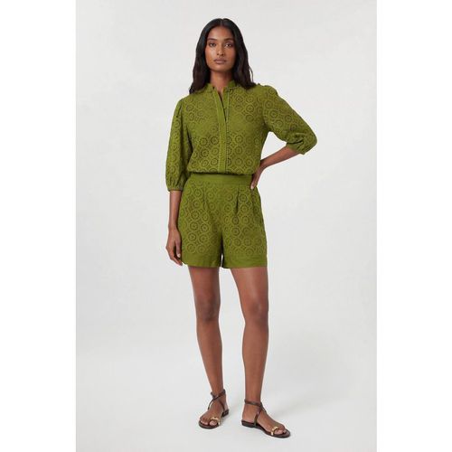 Karen Millen Women's Cotton Broderie Woven Shorts in Olive