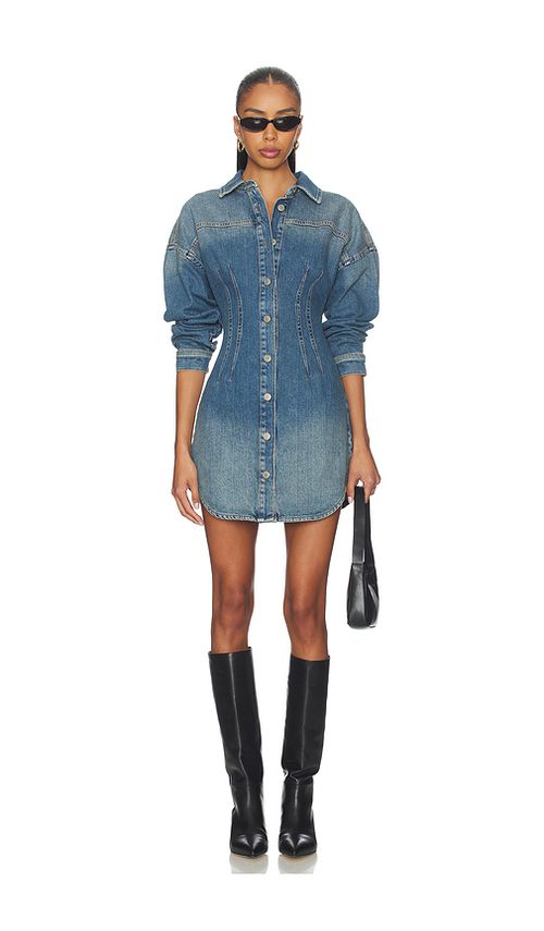 Good american vestido camisero shaoed en color azul L también en M, S, XS, XXL/2X, XXXL/3X, XXXXL/4X