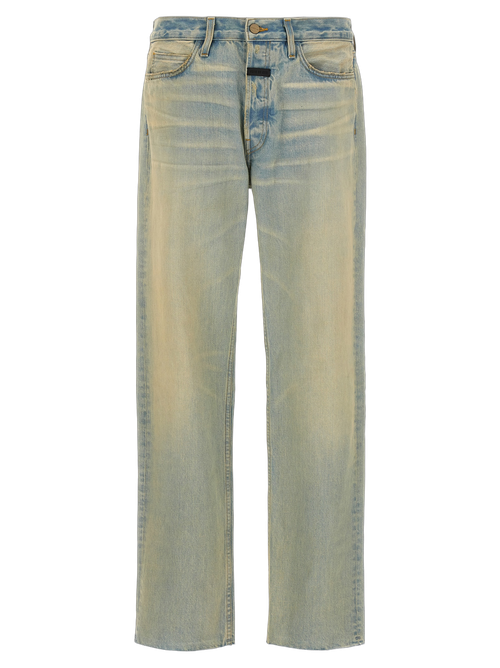 Raw-Cut Cotton Jeans — Blue